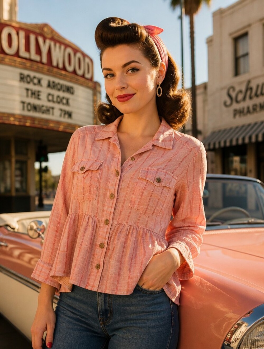 Mystree Washed Pink Peplum Jean Jacket